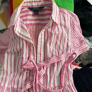 Pink and white girls polo dress size 8